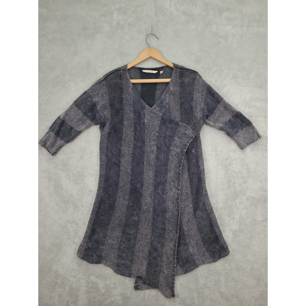 Soft Surroundings Women's Knit‎ Striped Wrap Sweater S/M Gray Casual Bohemian